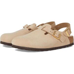 NEW Birkenstock Size 41 Women's Tokio Nubuck Leather Clogs - Sandcastle